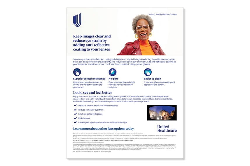 Smiling woman wearing glasses on PDF cover