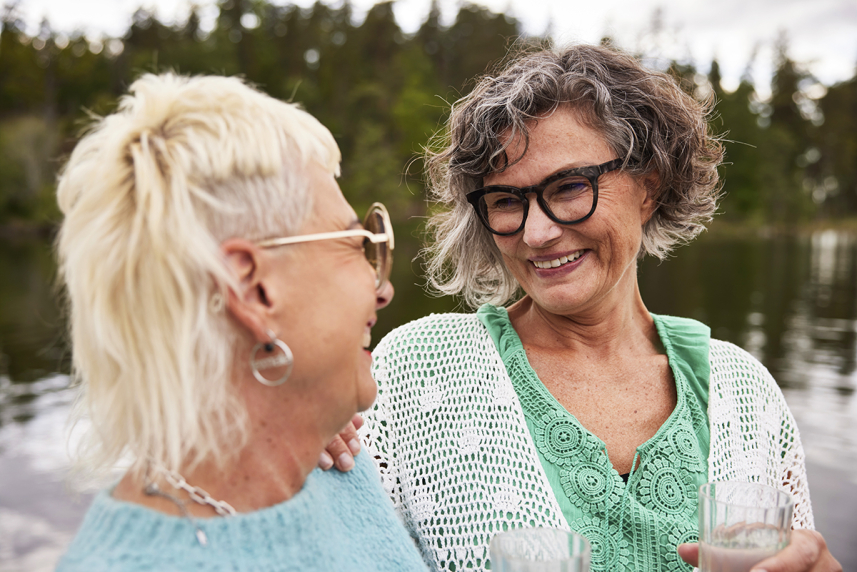 two women smiling
