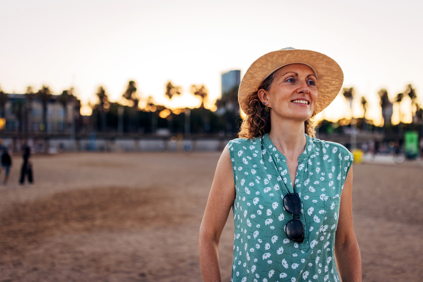 Woman smiling outside