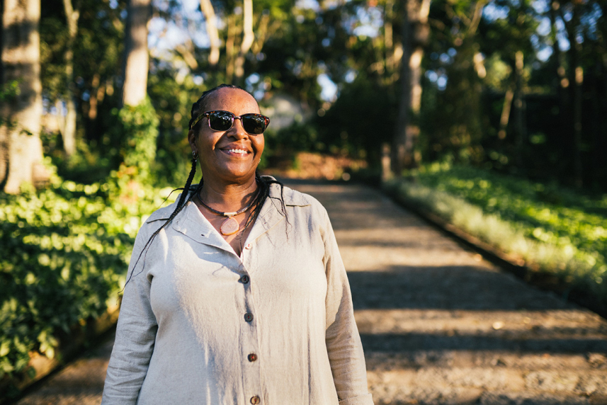 Woman walking outside