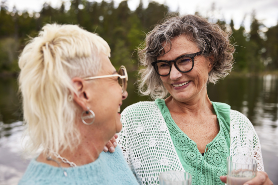 two women smiling