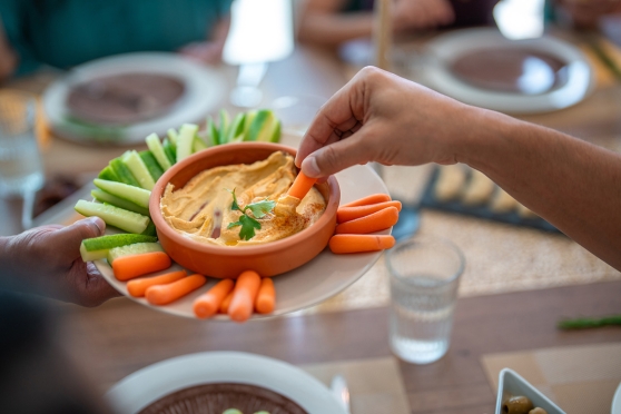 Carrot sticks with hummus