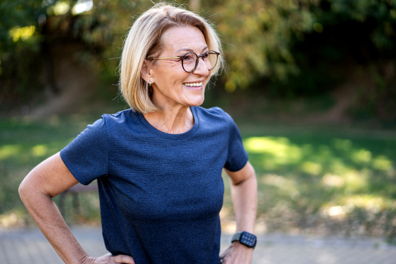 Woman smiling outside