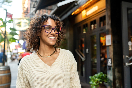 Woman walking outside
